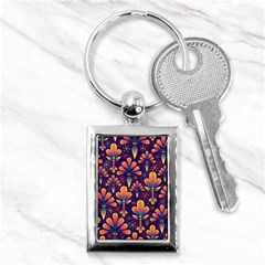 Floral Abstract Purple Pattern Key Chains (rectangle)  by paulaoliveiradesign