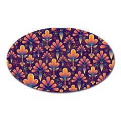 Floral Abstract Purple Pattern Oval Magnet by paulaoliveiradesign