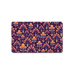 Floral Abstract Purple Pattern Magnet (name Card) by paulaoliveiradesign