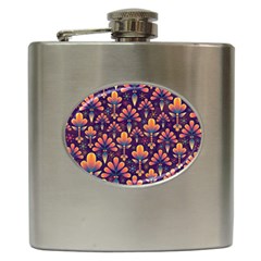 Floral Abstract Purple Pattern Hip Flask (6 Oz) by paulaoliveiradesign