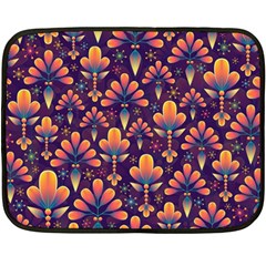 Floral Abstract Purple Pattern Double Sided Fleece Blanket (mini)  by paulaoliveiradesign