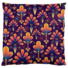 Floral Abstract Purple Pattern Large Cushion Case (one Side) by paulaoliveiradesign