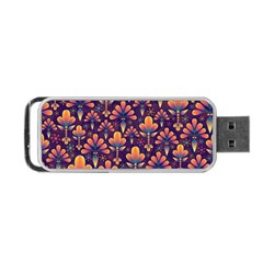 Floral Abstract Purple Pattern Portable Usb Flash (two Sides) by paulaoliveiradesign