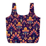 Floral Abstract Purple Pattern Full Print Recycle Bags (L)  Front