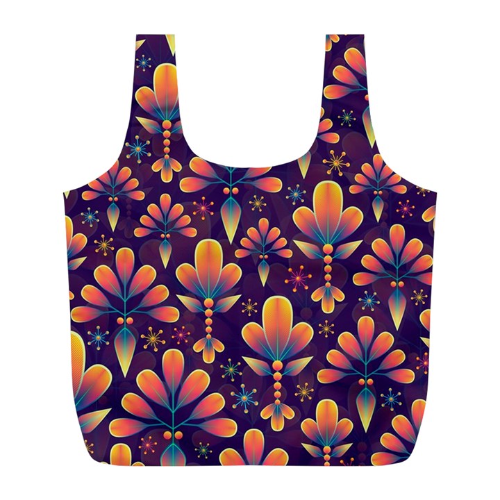 Floral Abstract Purple Pattern Full Print Recycle Bags (L) 