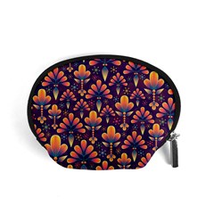 Floral Abstract Purple Pattern Accessory Pouches (small)  by paulaoliveiradesign