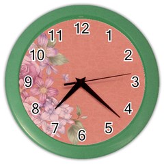 Flower Illustration Rose Floral Pattern Color Wall Clocks by paulaoliveiradesign