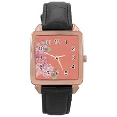 Flower Illustration Rose Floral Pattern Rose Gold Leather Watch  by paulaoliveiradesign