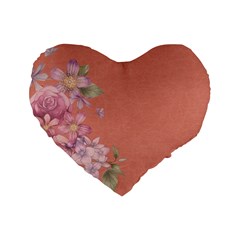 Flower Illustration Rose Floral Pattern Standard 16  Premium Flano Heart Shape Cushions by paulaoliveiradesign