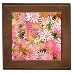 Pink Flowers Floral Pattern Framed Tiles by paulaoliveiradesign