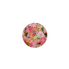 Pink Flowers Floral Pattern 1  Mini Buttons by paulaoliveiradesign