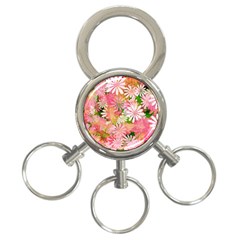 Pink Flowers Floral Pattern 3-ring Key Chains by paulaoliveiradesign