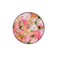 Pink Flowers Floral Pattern Hat Clip Ball Marker (4 Pack) by paulaoliveiradesign