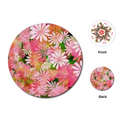 Pink Flowers Floral Pattern Playing Cards (round) 