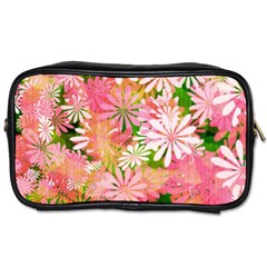 Pink Flowers Floral Pattern Toiletries Bags by paulaoliveiradesign