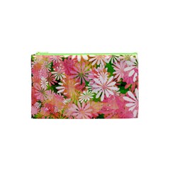 Pink Flowers Floral Pattern Cosmetic Bag (xs) by paulaoliveiradesign