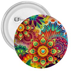 Colorful Abstract Pattern Kaleidoscope 3  Buttons