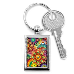 Colorful Abstract Pattern Kaleidoscope Key Chains (rectangle)  by paulaoliveiradesign