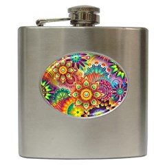 Colorful Abstract Pattern Kaleidoscope Hip Flask (6 Oz) by paulaoliveiradesign