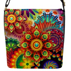 Colorful Abstract Pattern Kaleidoscope Flap Messenger Bag (s) by paulaoliveiradesign