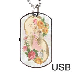 Vintage Floral Illustration Dog Tag Usb Flash (one Side) by paulaoliveiradesign