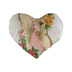 Vintage Floral Illustration Standard 16  Premium Flano Heart Shape Cushions by paulaoliveiradesign