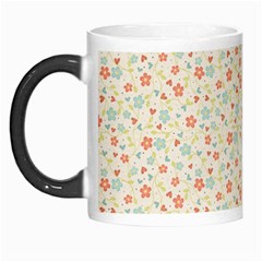 Colorful Pink Floral Cute Pattern Morph Mugs by paulaoliveiradesign