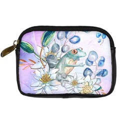 Funny, Cute Frog With Waterlily And Leaves Digital Camera Cases by FantasyWorld7