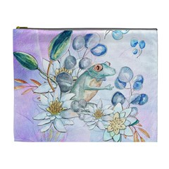 Funny, Cute Frog With Waterlily And Leaves Cosmetic Bag (xl) by FantasyWorld7