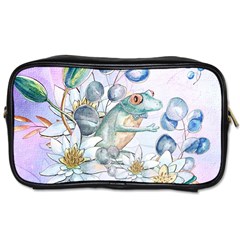 Funny, Cute Frog With Waterlily And Leaves Toiletries Bags 2-side by FantasyWorld7