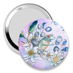 Funny, Cute Frog With Waterlily And Leaves 3  Handbag Mirrors Front