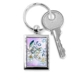 Funny, Cute Frog With Waterlily And Leaves Key Chains (rectangle)  by FantasyWorld7