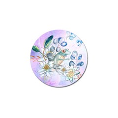 Funny, Cute Frog With Waterlily And Leaves Golf Ball Marker by FantasyWorld7