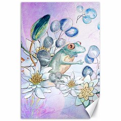 Funny, Cute Frog With Waterlily And Leaves Canvas 20  X 30   by FantasyWorld7