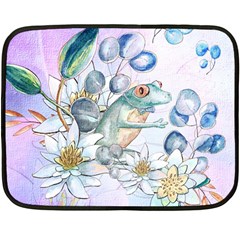 Funny, Cute Frog With Waterlily And Leaves Double Sided Fleece Blanket (mini)  by FantasyWorld7