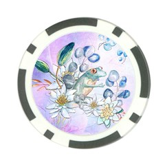 Funny, Cute Frog With Waterlily And Leaves Poker Chip Card Guard (10 Pack) by FantasyWorld7