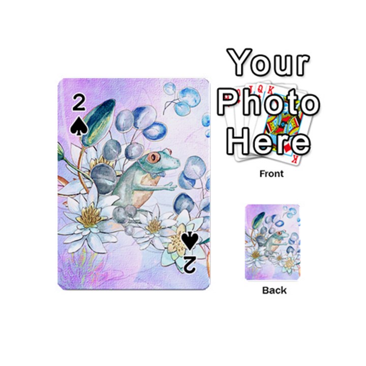 Funny, Cute Frog With Waterlily And Leaves Playing Cards 54 (Mini) 