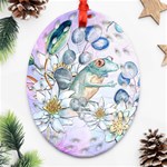 Funny, Cute Frog With Waterlily And Leaves Ornament (Oval Filigree) Front