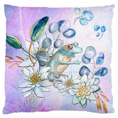 Funny, Cute Frog With Waterlily And Leaves Standard Flano Cushion Case (two Sides) by FantasyWorld7