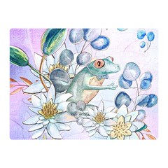 Funny, Cute Frog With Waterlily And Leaves Double Sided Flano Blanket (mini)  by FantasyWorld7