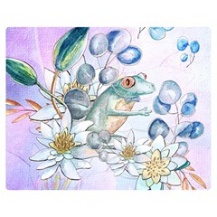 Funny, Cute Frog With Waterlily And Leaves Double Sided Flano Blanket (medium)  by FantasyWorld7