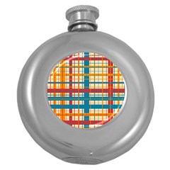 Plaid Pattern Round Hip Flask (5 Oz) by linceazul