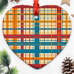 Plaid Pattern Heart Ornament (two Sides) by linceazul