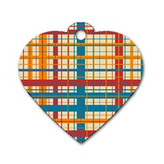 Plaid Pattern Dog Tag Heart (one Side) by linceazul