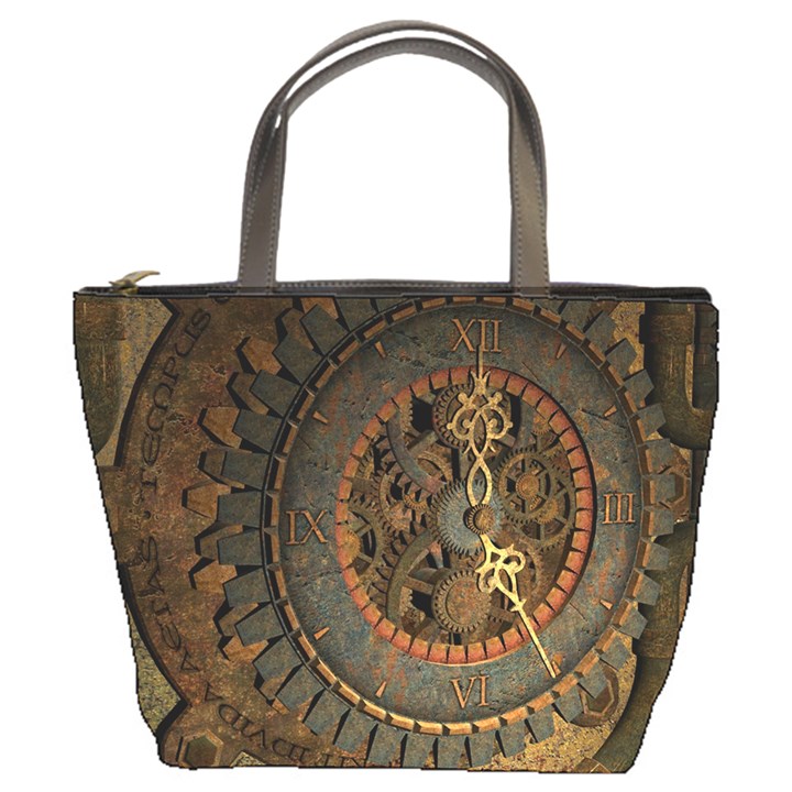 Steampunk, Awesoeme Clock, Rusty Metal Bucket Bags