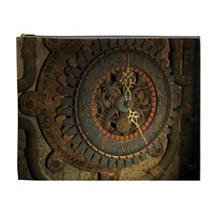 Steampunk, Awesoeme Clock, Rusty Metal Cosmetic Bag (xl) by FantasyWorld7