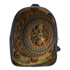 Steampunk, Awesoeme Clock, Rusty Metal School Bag (large) by FantasyWorld7