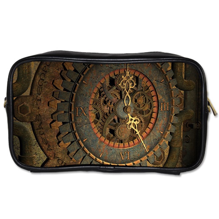 Steampunk, Awesoeme Clock, Rusty Metal Toiletries Bags 2-Side