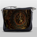 Steampunk, Awesoeme Clock, Rusty Metal Messenger Bags Front