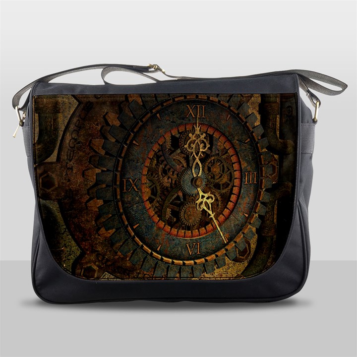 Steampunk, Awesoeme Clock, Rusty Metal Messenger Bags